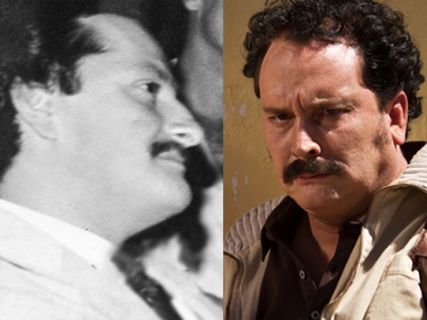 Gonzalo Gaviria, primo de Escobar. Personaje interpretado por Christian Tappan (Foto de la derecha). Gustavo Gaviria (nombre real-foto de la izquierda) fue abatido por las autoridades colombianas en 1990.