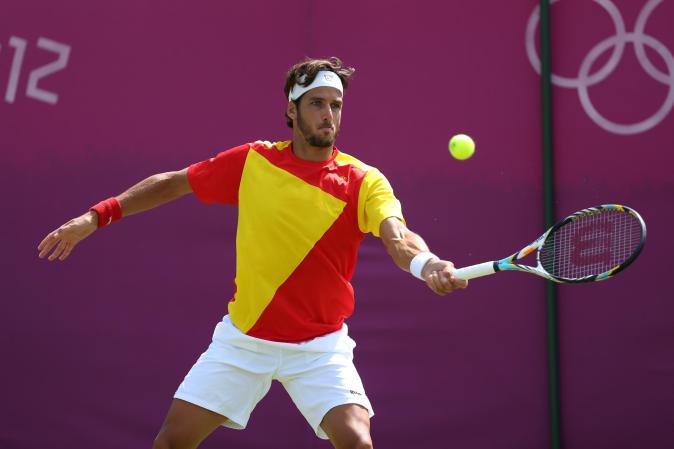 El tenista español Feliciano Lopez, una de las raquetas más atractivas del circuito profesional. Aquí durante el partido en el que venció al ruso Dimitry Tursunov.