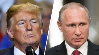 Combinación de fotografías del presidente Donald Trump y el mandatario ruso, Vladimir Putin.