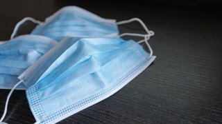 Respiratory mask on desk in office