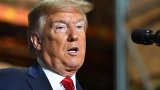In this May 14, 2020, file photo, U.S. President Donald Trump speaks after taking a tour of medical supply distributor Owens and Minor Inc. in Allentown, Pennsylvania.
