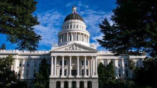The dome and exterior of the State Capitol building in California