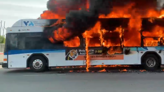 Flames engulf a VTA bus in San Jose.