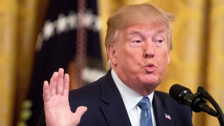 US President Donald J. Trump speaks at the East Room