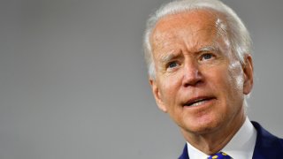 In this July 28, 2020, file photo, presumptive Democratic presidential nominee former Vice President Joe Biden delivers a speech at the William Hicks Anderson Community Center in Wilmington, Delaware.