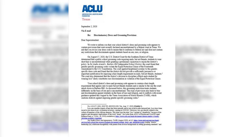 Carta de ACLU dirigida a distritos escolares