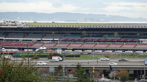 Golden Gate Fields horse racing track on the edge of the San Francisco Bay