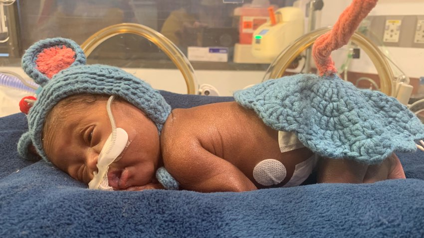 Courtney Sanders, a neonatal intensive care unit (NICU) nurse at Texas Health Presbyterian Hospital in Plano, hand knitted costumes for each NICU baby at the hospital.