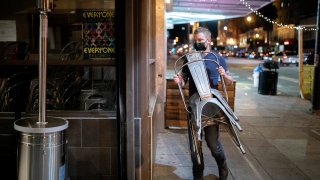 Manager Shane Baldwin removes the outdoor dining area and closes Myriad Gastropub in San Francisco.