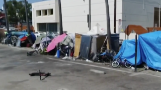 A homeless encampment in Los Angeles.