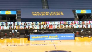 Court and seats in Chase Center.