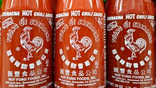 Bottles of Sriracha