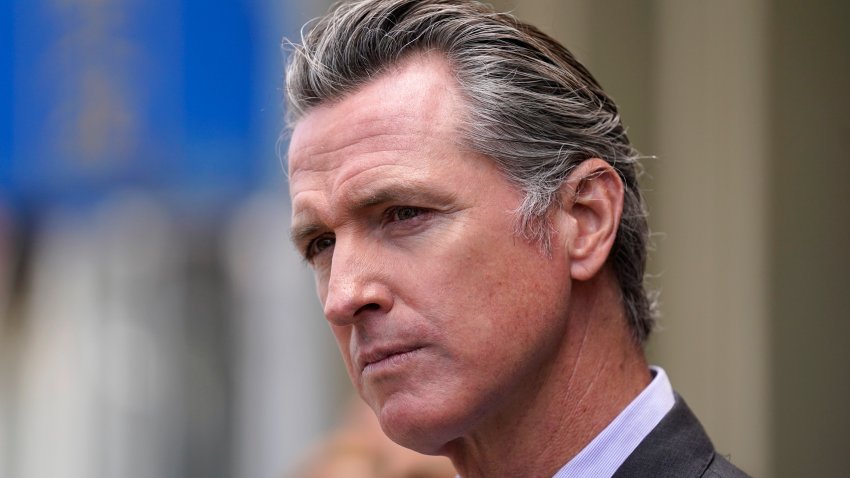 FILE – In this June 3, 2021 file photo, California Gov. Gavin Newsom listens to questions during a news conference outside a restaurant in San Francisco. Six weeks after California officials announced that Newsom would face an almost certain recall election, the contest remains framed by uncertainty even the date when it might take place is unclear. (AP Photo/Eric Risberg,File)