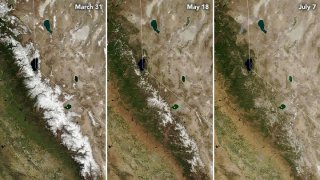 Images show the Sierra Nevada snowpack melt away.