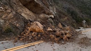 A rockslide closes part of Highway 1.