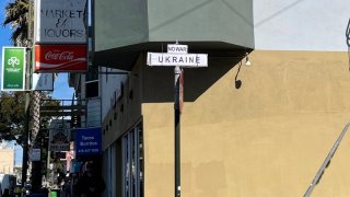 A Russia Avenue street sign in San Francisco changed to Ukraine.