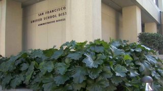 San Francisco Unified School District sign.