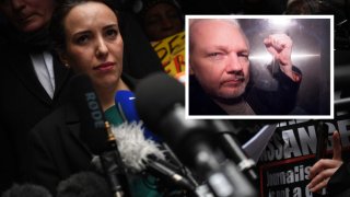 Collage de fotos: Stella Morris, novia del fundado de WikiLeaks, Julian Assange.