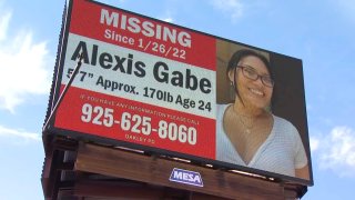Billboard for missing woman Alexis Gabe.