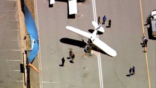 Authorities investigate an aircraft incident at the San Carlos Airport.