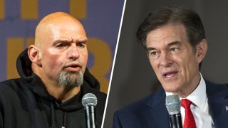 From left: Democratic Senate candidate Lt. Gov. John Fetterman and celebrity physician and US Republican Senate candidate Mehmet Oz.