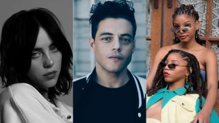 Billie Eilish, Rami Malek and Chloe x Halle, seen in headshots. All four will be at the 2022 Earthshot Prize award ceremony in Boston on Friday, Dec. 2, 2022.
