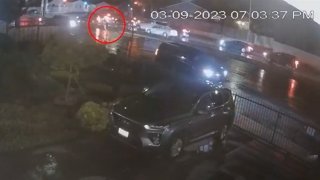 Surveillance footage from a hit-and-run collision in San Jose.