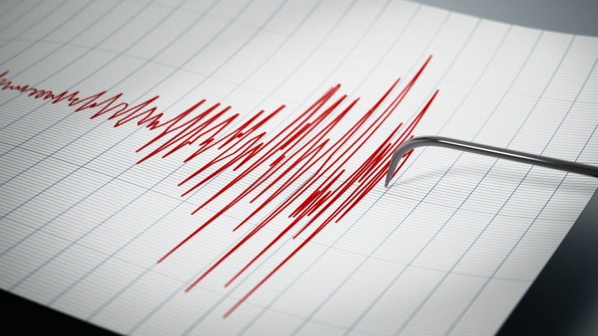 Seismograph recording the seismic activity of an earthquake.