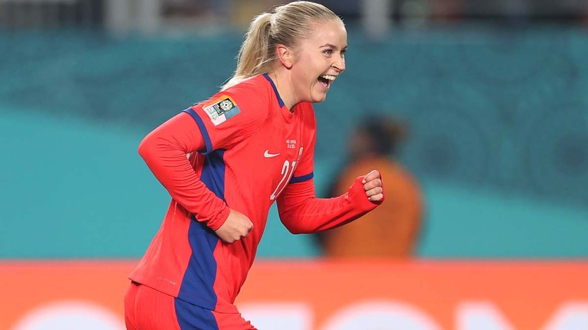 AUCKLAND, NEW ZEALAND – JULY 30: Sophie Roman Haug of Norway celebrates after scoring their sides sixth goal during the FIFA Women’s World Cup Australia & New Zealand 2023 Group A match between Norway and Philippines at Eden Park on July 30, 2023 in Auckland / Tāmaki Makaurau, New Zealand. (Photo by Fiona Goodall – FIFA/FIFA via Getty Images)