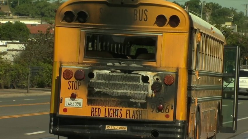 A San Marcos Unified bus caught on fire on Tuesday morning.