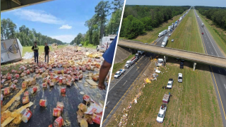 Un camión que transportaba queso para nachos se volcó en Arkansas.