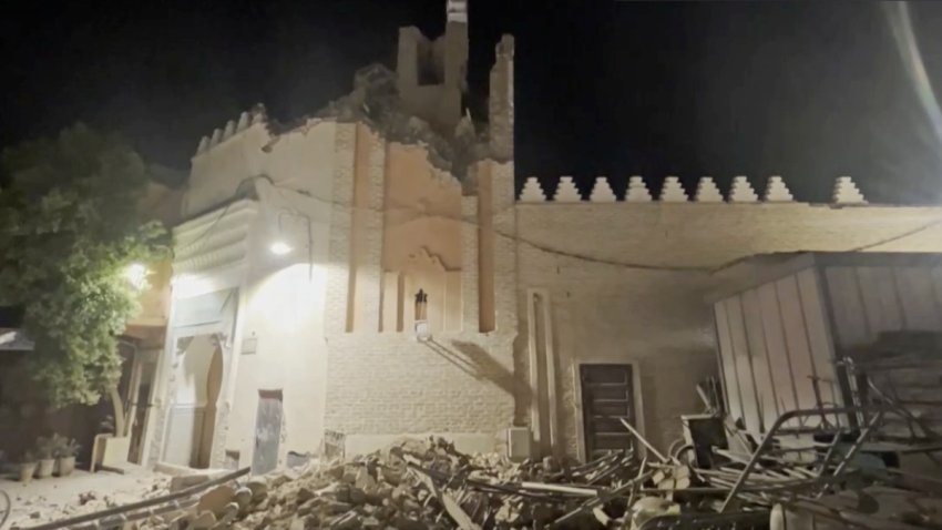 Edificio dañado por terremoto en Marruecos