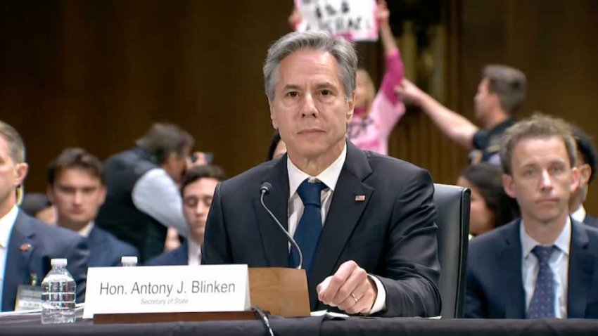 WASHINGTON DC, USA – OCTOBER 31: (—-EDITORIAL USE ONLY – MANDATORY CREDIT – ‘UNITED STATES DEPARTMENT OF STATE / HANDOUT’ – NO MARKETING NO ADVERTISING CAMPAIGNS – DISTRIBUTED AS A SERVICE TO CLIENTS—-) A screen grab captured from a video shows U.S. Secretary of State Antony Blinken speaks during a United States Senate Committee on Appropriations hearing on Capitol Hill October 31, 2023 in Washington, DC. (Photo by Department of State/Anadolu via Getty Images)