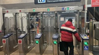 New fare gates at the West Oakland BART station.