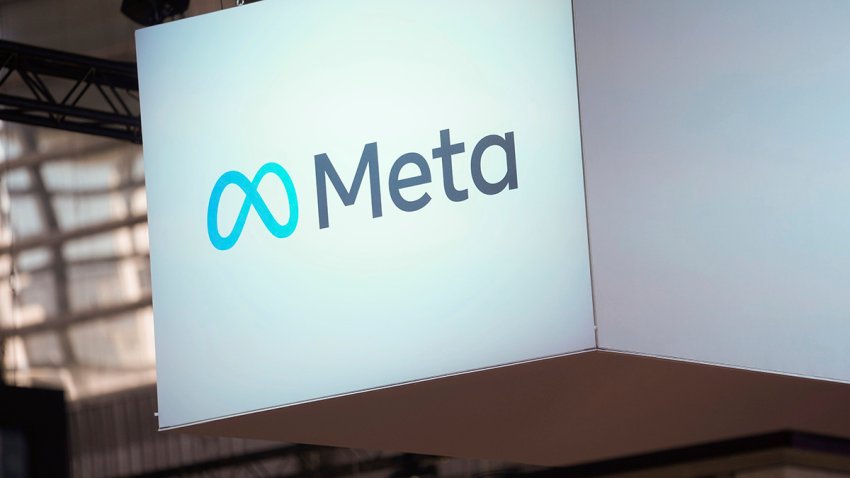 The Meta logo is seen at the Vivatech show in Paris, , June 14, 2023.