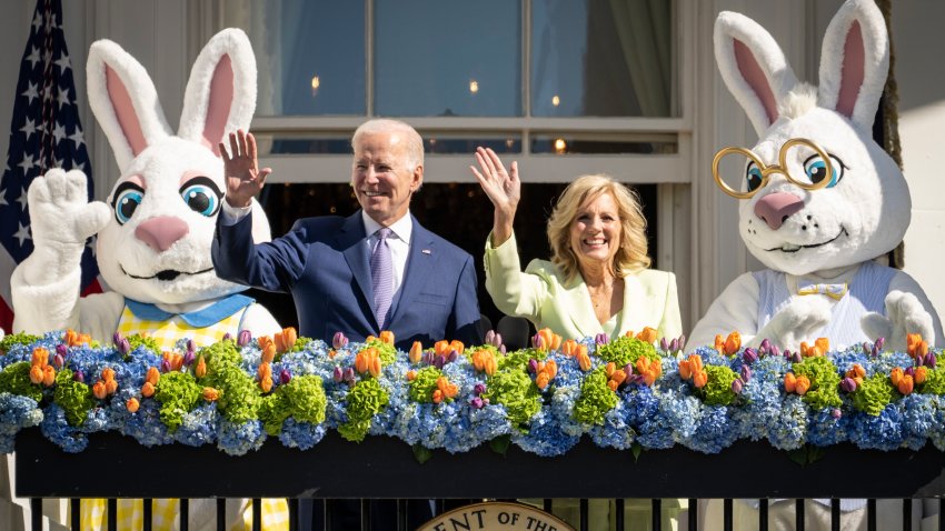 President Joe Biden and first lady Jill Biden attend the annual Easter Egg Roll on the South Lawn of the White House on April 10, 2023 in Washington, DC.