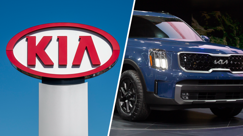 Un vehículo utilitario deportivo (SUV) Kia Telluride se presenta durante el Salón Internacional del Automóvil de Nueva York 2022 (NYIAS) en Nueva York, EEUU, el miércoles 13 de abril de 2022.