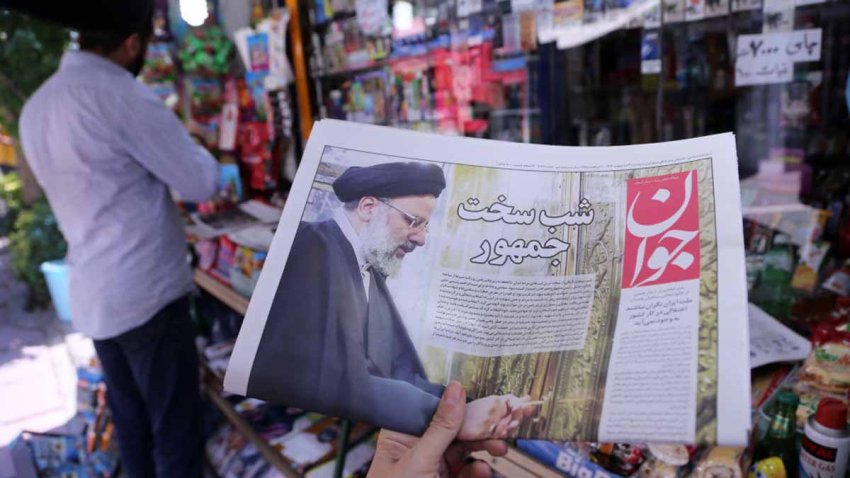 TEHRAN, IRAN – MAY 20: Newspapers cover the death of Iranian President Ebrahim Raisi in a helicopter crash on their headlines in the country’s press in Tehran, Iran on May 20, 2024. (Photo by Fatemeh Bahrami/Anadolu via Getty Images)