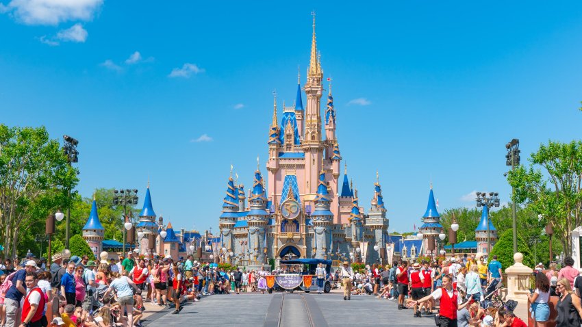 ORLANDO, FL – APRIL 03: General views of Cinderella Castle at Magic Kingdom, celebrating its 50th anniversary on April 03, 2022 in Orlando, Florida.  (Photo by AaronP/Bauer-Griffin/GC Images)