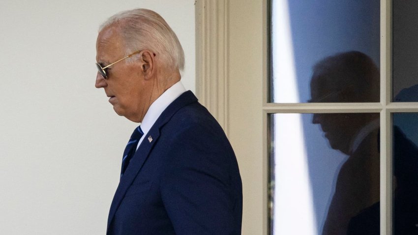 President Joe Biden walks out of the Oval Office toward Marine One on the South Lawn of the White House in Washington, July 15, 2024.