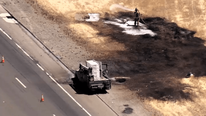 A truck carrying propane tanks catches on fire in Morgan Hill. (July 1, 2024)