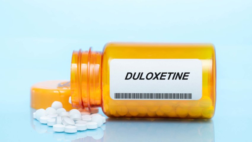 Duloxetine pill bottle, conceptual image