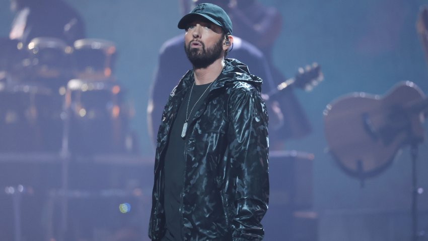 Eminem at the 2024 MTV Video Music Awards held at UBS Arena on September 11, 2024 in Elmont, New York. (Photo by Christopher Polk/Billboard via Getty Images)