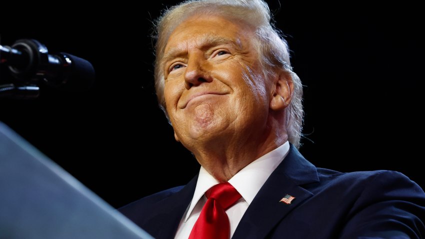 WEST PALM BEACH, FLORIDA – NOVEMBER 06:  Republican presidential nominee, former U.S. President Donald Trump arrives to speak during an election night event at the Palm Beach Convention Center on November 06, 2024 in West Palm Beach, Florida. Americans cast their ballots today in the presidential race between Republican nominee former President Donald Trump and Vice President Kamala Harris, as well as multiple state elections that will determine the balance of power in Congress.   (Photo by Chip Somodevilla/Getty Images)