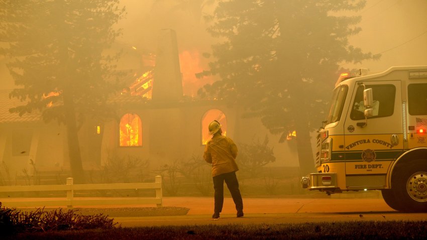 Ventura County firefighters battled the Mountain Fire as it swept through a Camarillo Heights neighborhood Wednesday, Nov. 6, 2024.