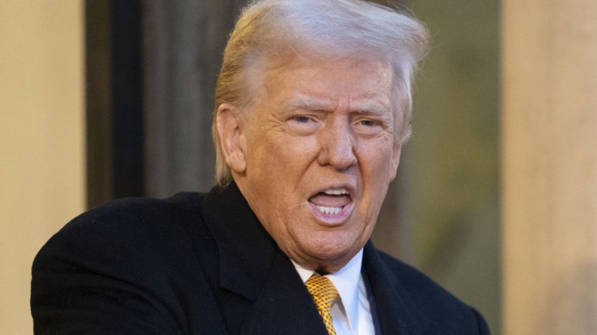 US President-elect Donald Trump before a meeting at The Elysee Presidential Palace, in Paris, France, on Saturday, Dec. 7, 2024. Trump and French President Emmanuel Macron held a joint meeting with Ukrainian President Volodymyr Zelenskiy in Paris on Saturday ahead of the reopening of the Cathedral of Notre-Dame. Photographer: Nathan Laine/Bloomberg via Getty Images