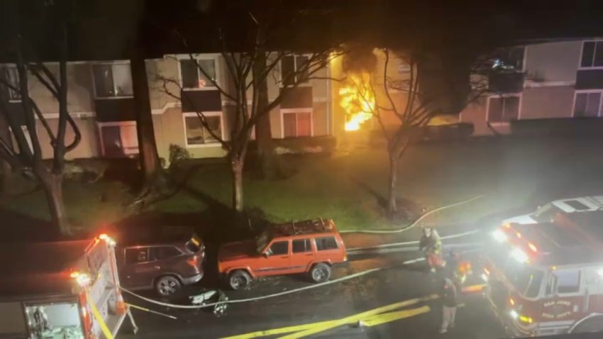 Video from a neighbor shows a fire at a San Jose apartment complex. (Dec. 27, 2024)