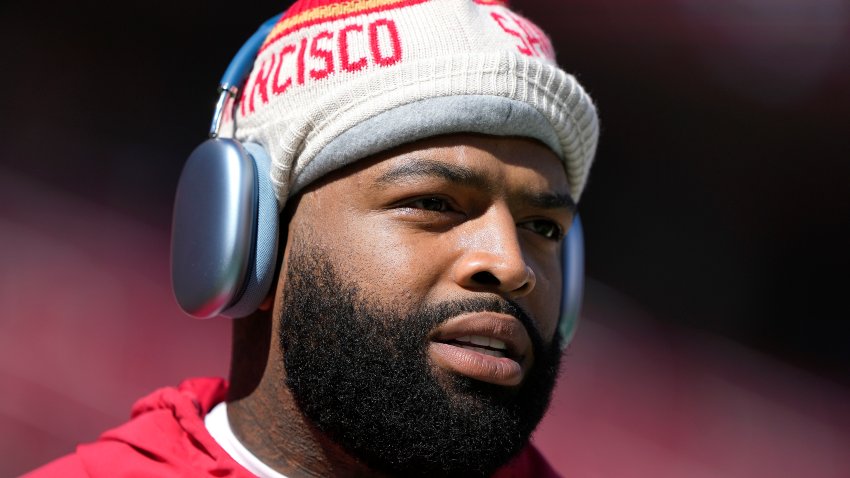 SANTA CLARA, CALIFORNIA – OCTOBER 06: Trent Williams #71 of the San Francisco 49ers warms up prior to a game against the Arizona Cardinals at Levi’s Stadium on October 06, 2024 in Santa Clara, California. (Photo by Thearon W. Henderson/Getty Images)