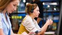 It‚Äôs My Pleasure to Be of Assistance. Side View of a Technical Support Teams working in a tech office while supporting product technical to customers over the phone to increase customer satisfaction.