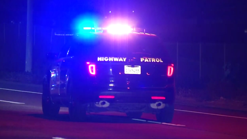 CHP vehicle with lights on at night.